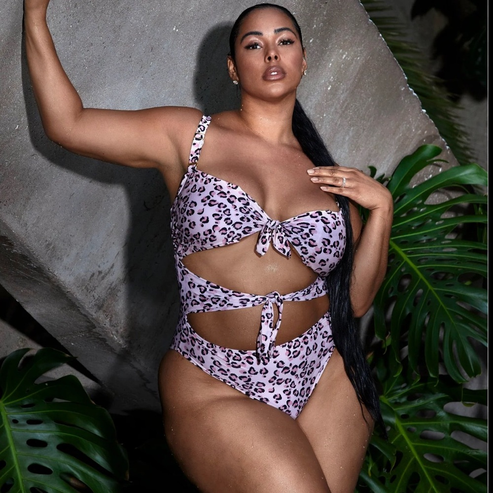 Fashion to Figure Lilac Leopard Cutout One-Piece Swimsuit